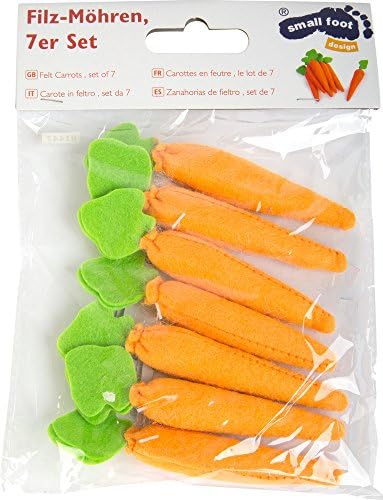 small foot Filz-Möhren im 7-er Set, tolle Ergänzung für Kaufmannsladen, Kinderküche oder Rollenspiel, 4425 Natur Toys, Orange
